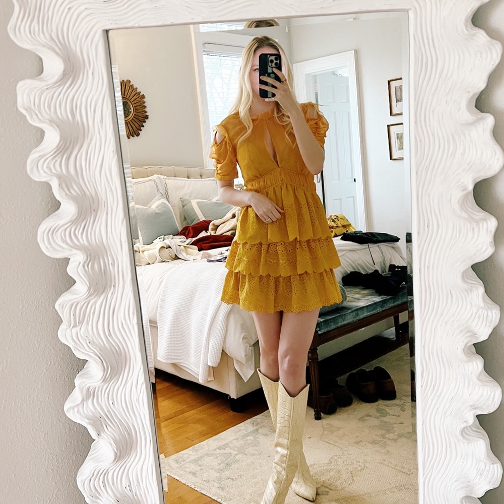 Self Portrait Yellow Mini Dress size 4